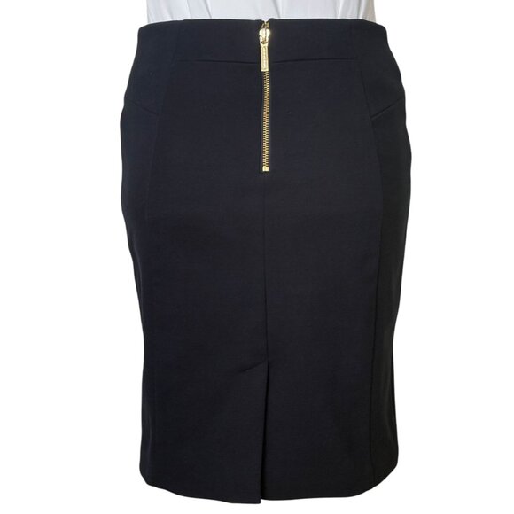 MICHAEL Michael Kors Pencil Skirt, Black w/Gold Exposed Zippers Women's Size 8 - Picture 5 of 10